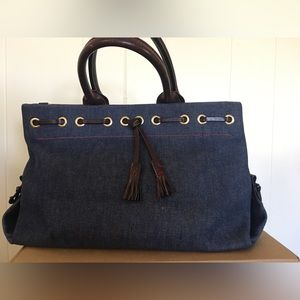 Dooney & Bourke Denim Satchel w/Crossbody Leather Strap